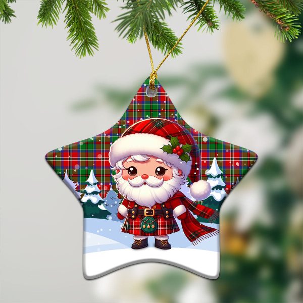 McCullough Tartan Christmas Ceramic Ornament - Santa Claus In Kilt Style Fashion - Image 4