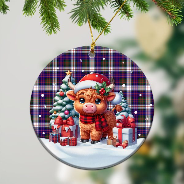 McDonald Dress Modern Tartan Christmas Ceramic Ornament - Highland Cow Winter Style Supply - Image 2