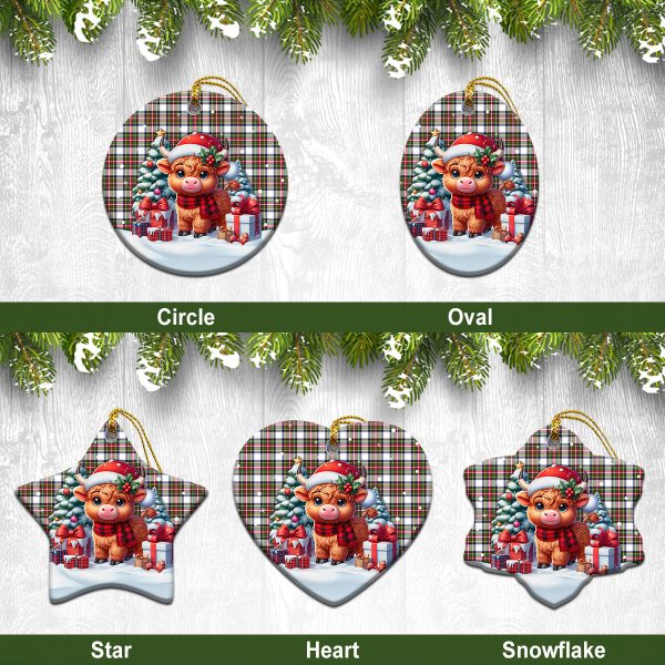 Stewart Dress Modern Tartan Christmas Ceramic Ornament - Highland Cow Winter Style Discount