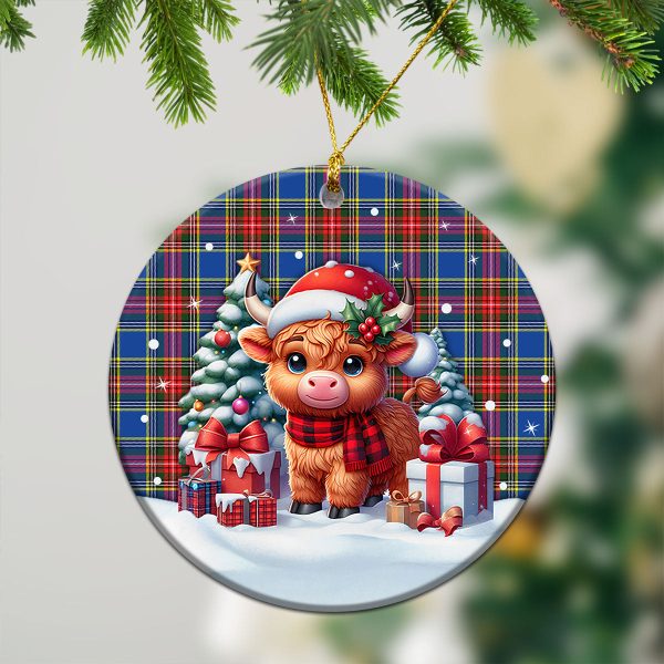 MacBeth Modern Tartan Christmas Ceramic Ornament - Highland Cow Winter Style For Sale - Image 2