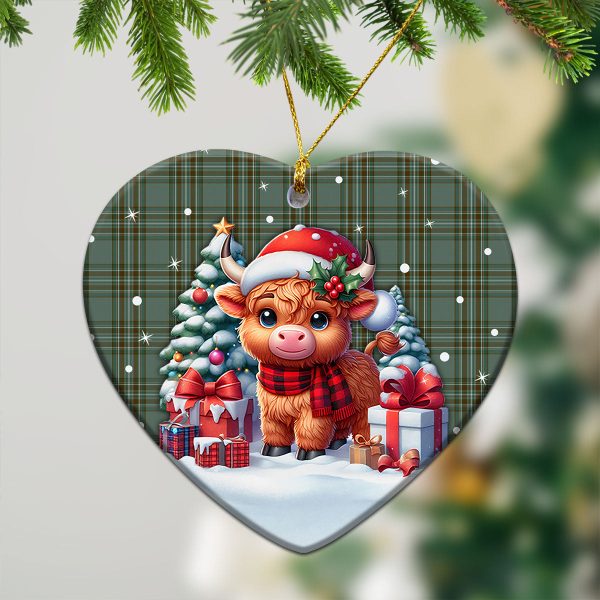 Kelly Dress Tartan Christmas Ceramic Ornament - Highland Cow Winter Style For Sale - Image 5