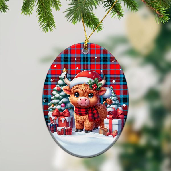 McTavish Modern Tartan Christmas Ceramic Ornament - Highland Cow Winter Style Online - Image 3