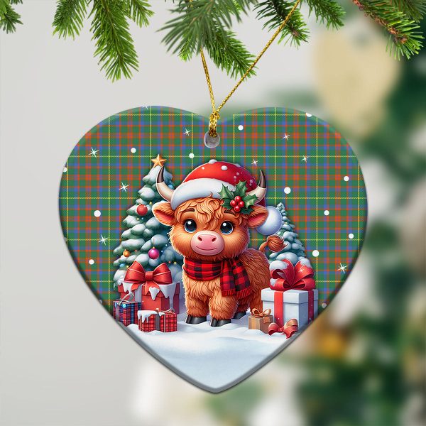 McKintosh Hunting Ancient Tartan Christmas Ceramic Ornament - Highland Cow Winter Style Hot on Sale - Image 5
