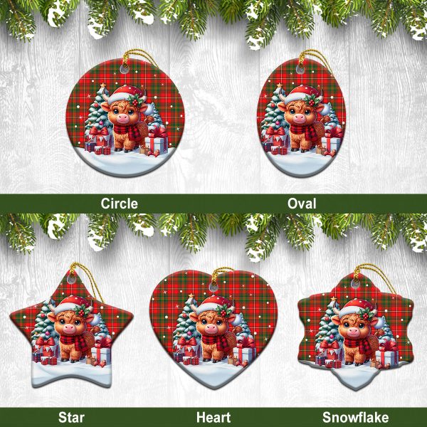 Hay Modern Tartan Christmas Ceramic Ornament - Highland Cow Winter Style Online Hot Sale