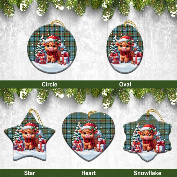 Porterfield Tartan Christmas Ceramic Ornament - Highland Cow Winter Style Discount