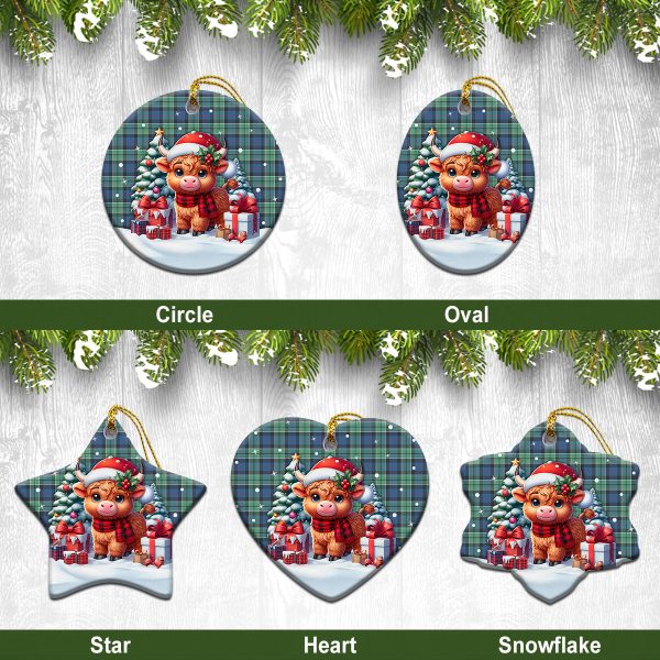 Leslie Hunting Ancient Tartan Christmas Ceramic Ornament - Highland Cow Winter Style For Cheap