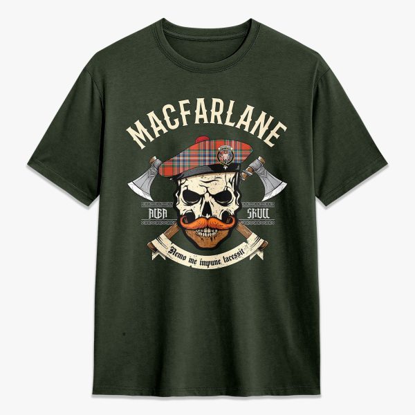 MacFarlane Ancient Tartan Crest 2D T-shirt - Alba Skull Style Hot on Sale - Image 5
