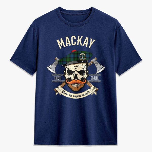 MacKay Modern Tartan Crest 2D T-shirt - Alba Skull Style on Sale - Image 3