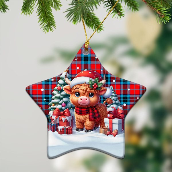 McTavish Modern Tartan Christmas Ceramic Ornament - Highland Cow Winter Style Online - Image 4