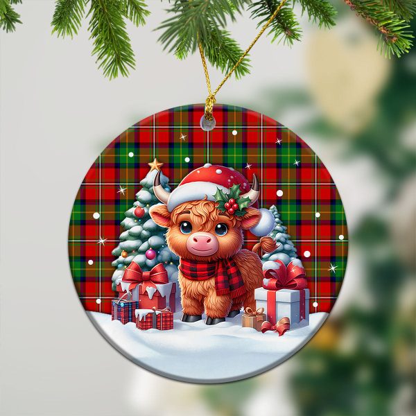 Fairlie Tartan Christmas Ceramic Ornament - Highland Cow Winter Style Cheap - Image 2