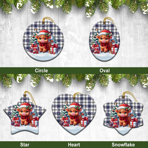 Hannay Modern Tartan Christmas Ceramic Ornament - Highland Cow Winter Style For Sale