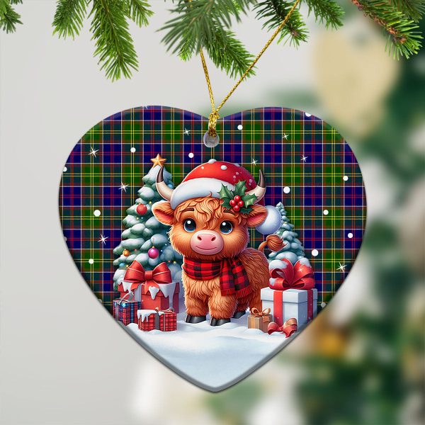 Dalrymple Tartan Christmas Ceramic Ornament - Highland Cow Winter Style Supply - Image 5