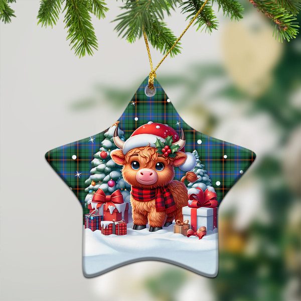 Davidson Ancient Tartan Christmas Ceramic Ornament - Highland Cow Winter Style Discount - Image 4