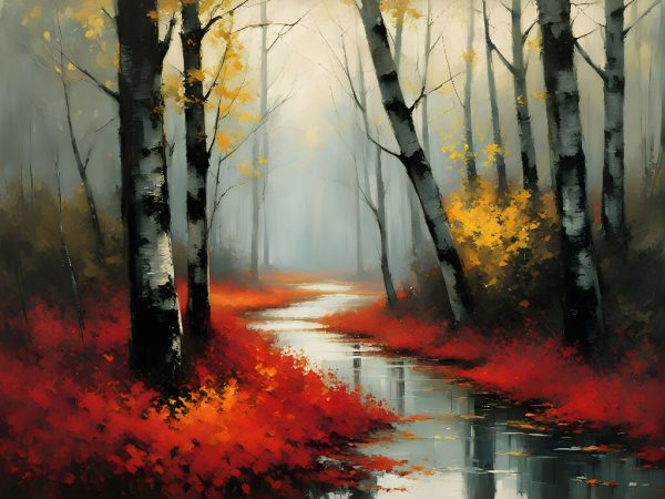 The Art of Spring Birch and Grasslands oil painting Online Hot Sale
